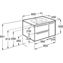 Тумба с раковиной белый глянец 80 см Roca Lago 857296806 + 32799C000
