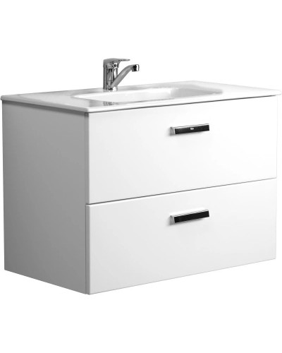 Тумба с раковиной белый глянец 80,5 см Roca Victoria Nord ZRU9000032 + 32799C000