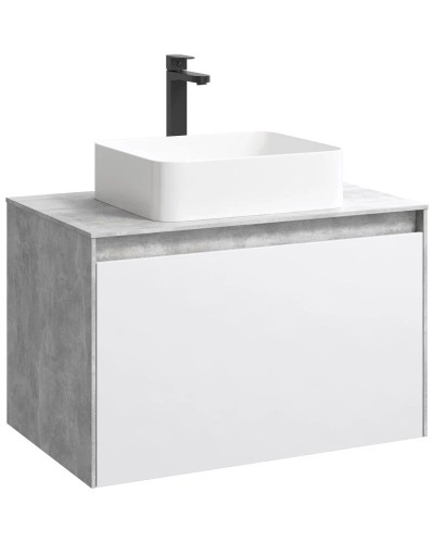 Тумба с раковиной бетон светлый/ белый глянец 80 см Aqwella 5 Stars Mobi MOB0108BS + MOB0708W + 641945