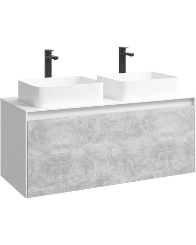 Тумба с раковиной белый глянец/ бетон светлый 120 см Aqwella 5 Stars Mobi MOB0112W + MOB0712BS + 4640021064269 + 4640021064269
