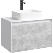 Тумба с раковиной белый глянец/ бетон светлый 80 см Aqwella 5 Stars Mobi MOB0108W + MOB0708BS + 641945