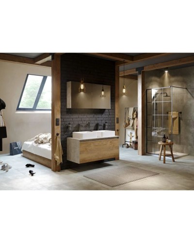 Тумба с раковиной бетон светлый/ дуб балтийский 120 см Aqwella 5 Stars Mobi MOB0112BS + MOB0712DB + 4640021064269 + 4640021064269