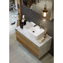 Тумба с раковиной бетон светлый/ дуб балтийский 100 см Aqwella 5 Stars Mobi MOB0110BS + MOB0710DB + 4640021064269