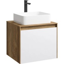 Тумба с раковиной дуб балтийский/ белый глянец 61 см Aqwella 5 Stars Mobi MOB0106DB + MOB0706W + 4640021064269