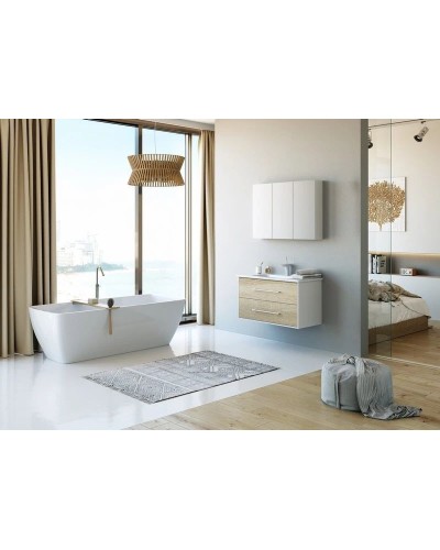 Тумба с раковиной дуб сонома/белый глянец 97,2 см Aqwella 5 Stars Miami Mai.01.10 + Mal.10.04.D