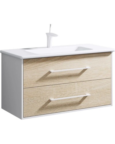 Тумба с раковиной дуб сонома/белый глянец 97,2 см Aqwella 5 Stars Miami Mai.01.10 + Mal.10.04.D