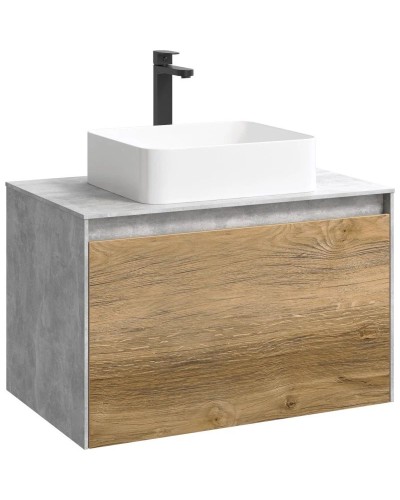 Тумба с раковиной бетон светлый/ дуб балтийский 80 см Aqwella 5 Stars Mobi MOB0108BS + MOB0708DB + 641945