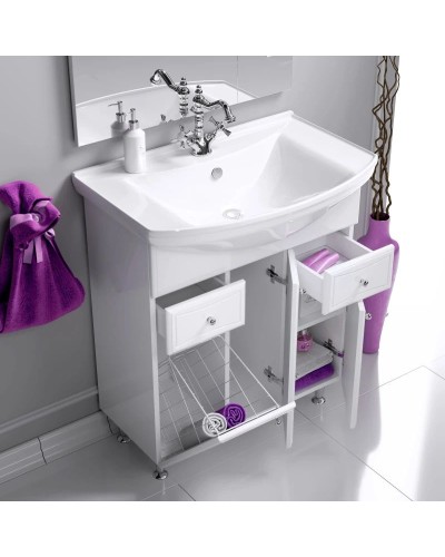 Тумба с раковиной белый глянец 87 см Aqwella Barcelona Lux BA0108K + 4620008197357