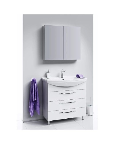 Тумба с раковиной белый глянец 87 см Aqwella Allegro Agr.01.08/3 + 4620008197357