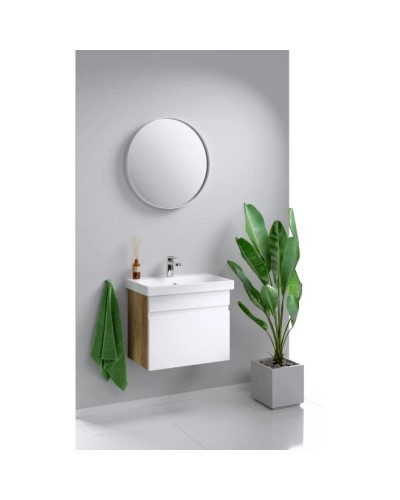 Тумба с раковиной белый глянец/дуб балтийский 60 см Aqwella Smart SRT0106DB + UMMOD60SL/1