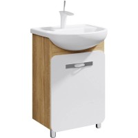 Тумба с раковиной дуб сонома/белый 55,5 см Aqwella Vega Veg.01.05 + 12091