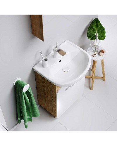 Тумба с раковиной дуб сонома/белый 55,5 см Aqwella Vega Veg.01.05 + 12091