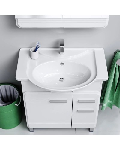 Тумба с раковиной белый глянец 77,5 см Aqwella Corsica KOR0107 + 4620008197470