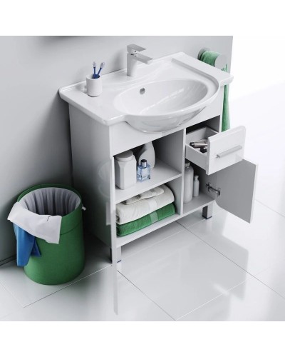 Тумба с раковиной белый глянец 77,5 см Aqwella Corsica KOR0107 + 4620008197470