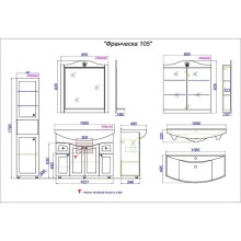 Тумба с раковиной белый глянец 106,5 см Aqwella Franchesca FR0110 + 4620008197340