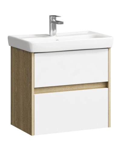 Тумба с раковиной дуб балтийский/белый глянец 60 см Aqwella City CI0106DB + UMMOD60SL/1
