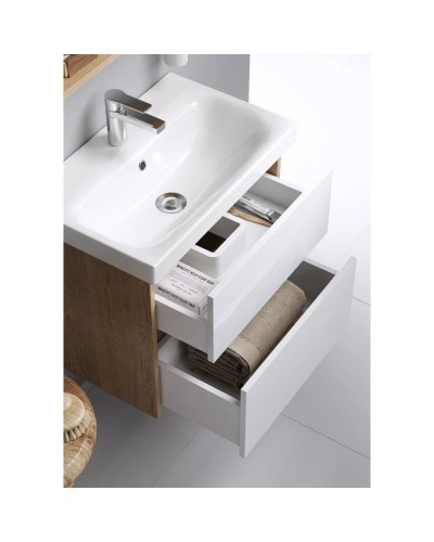 Тумба с раковиной дуб балтийский/белый глянец 60 см Aqwella City CI0106DB + UMMOD60SL/1