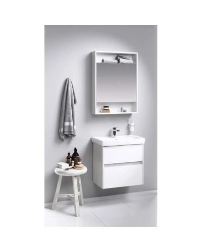 Тумба с раковиной дуб канадский/белый глянец 60 см Aqwella City CI0106DK + UMMOD60SL/1