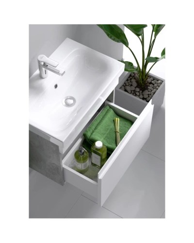 Тумба с раковиной белый глянец/бетон светлый 49,5 см Aqwella Smart SRT0105BS + UM-MOD50SL/1