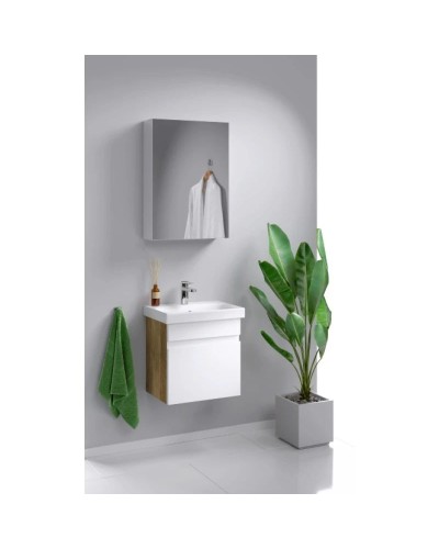Тумба с раковиной белый глянец/дуб балтийский 49,5 см Aqwella Smart SRT0105DB + UM-MOD50SL/1