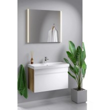 Тумба с раковиной белый глянец/дуб балтийский 80 см Aqwella Smart SRT0108DB + UM-MOD80SL/1