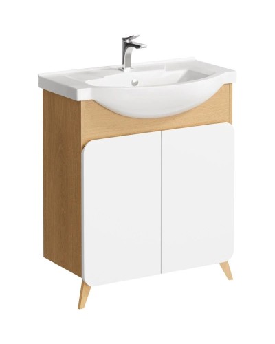 Тумба с раковиной дуб золотой/белый матовый 76 см Aqwella Basic BAS0107DZ + 4620008197371