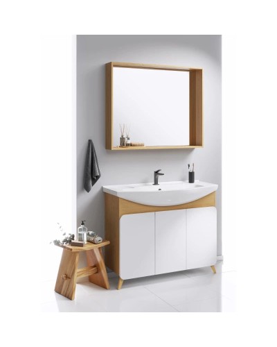 Тумба с раковиной дуб золотой/белый матовый 106,5 см Aqwella Basic BAS0110DZ + 4620008197388