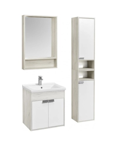 Тумба с раковиной белый глянец/дуб крафт 60 см Акватон Флай 1A2373K0FAX10