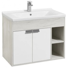 Тумба с раковиной белый глянец/дуб крафт 80 см Акватон Флай 1A2374K0FAX10