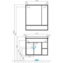 Тумба с раковиной белый глянец/дуб крафт 80 см Акватон Флай 1A2374K0FAX10