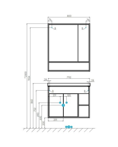Тумба с раковиной белый глянец/дуб крафт 80 см Акватон Флай 1A2374K0FAX10
