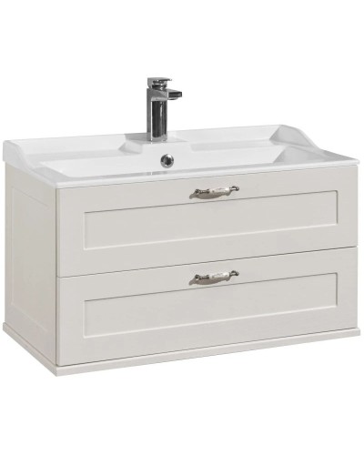 Тумба с раковиной дуб белый 80 см Акватон Леон 1A1863K0LBPS0