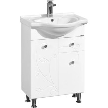 Тумба с раковиной белый глянец 66 см с бельевой корзиной Акватон Лиана 1A1658K0LL010