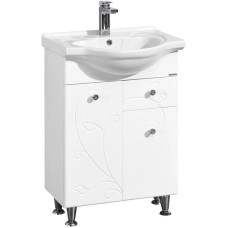 Тумба с раковиной белый глянец 66 см с бельевой корзиной Акватон Лиана 1A1658K0LL010