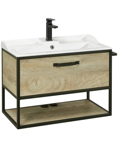 Тумба с раковиной дуб эндгрейн/черный 80 см Акватон Лофт Фабрик 1A2424K1LTDU0