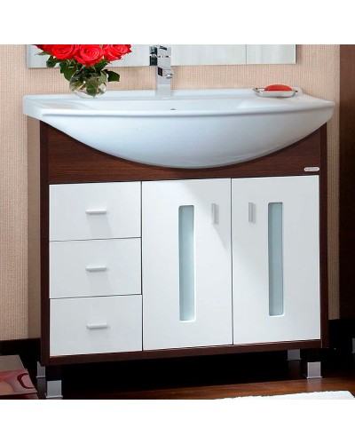 Тумба под раковину Бриклаер Бали 85 4627125411175 Венге Белая глянцевая