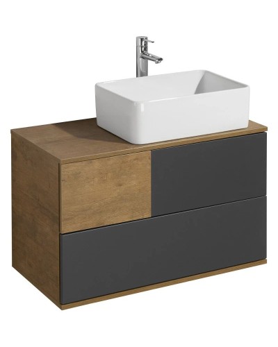 Тумба с раковиной дуб кантри/антрацит 85 см Акватон Терра 1A2472K1TEKA0