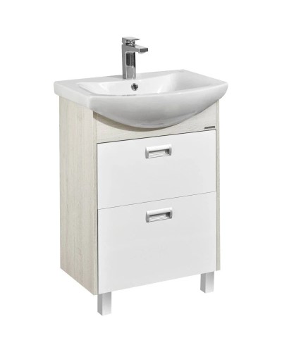 Тумба с раковиной белый глянец/дуб сомерсет 61 см Акватон Бекка 1A1966K1BAC20