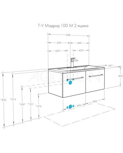 Тумба с раковиной белый глянец 100,2 см Акватон Мадрид 1A1280K4MA010