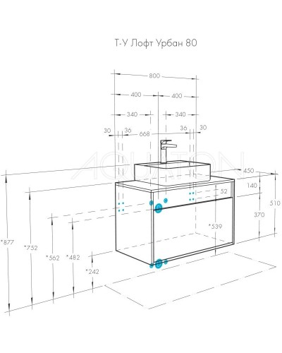 Тумба с раковиной серый графит/дуб орегон 80 см Акватон Лофт Урбан 1A2476K3LQX60