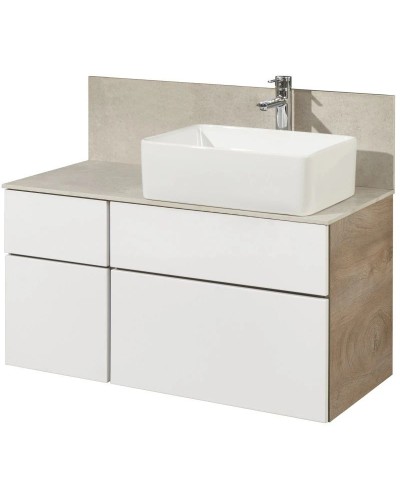 Тумба с раковиной дуб эндгрейн/белый матовый 100 см Акватон Мишель 1A2441K3MIX40
