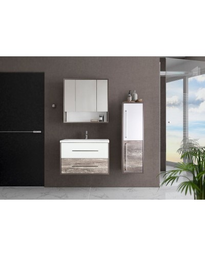 Тумба под раковину Style Line Экзотик 75 Plus подвесная Белая Светлое дерево