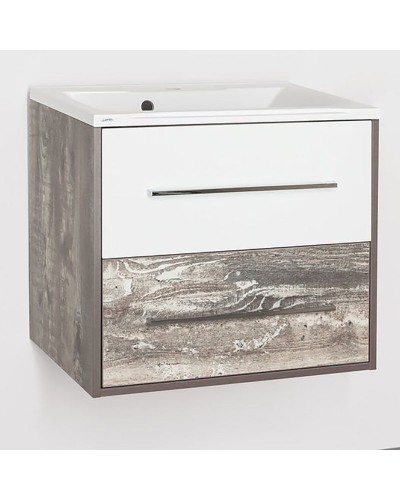 Тумба под раковину Style Line Экзотик 65 Plus подвесная Белый Светлое дерево