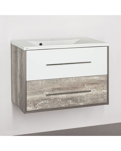 Тумба под раковину Style Line Экзотик 80 Plus подвесная Белый Светлое дерево