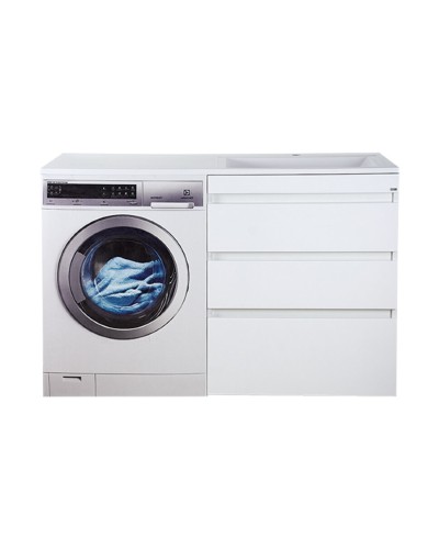 Фостер - 70 Тумба напольная 3 ящ. под стиральную машину, белая / раковина правая