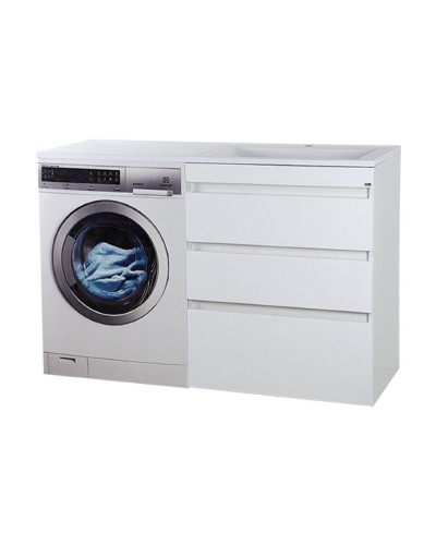 Фостер - 70 Тумба напольная 3 ящ. под стиральную машину, белая / раковина правая