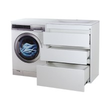Фостер - 70 Тумба напольная 3 ящ. под стиральную машину, белая / раковина правая