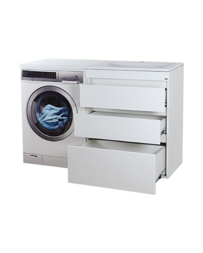 Фостер - 70 Тумба напольная 3 ящ. под стиральную машину, белая / раковина правая