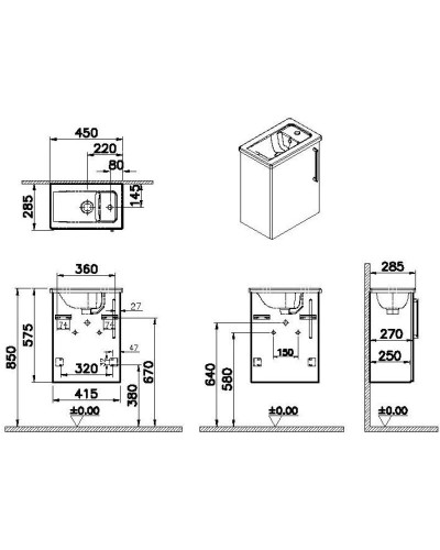 Тумба с раковиной кордоба 45 см L VitrA Root 68061