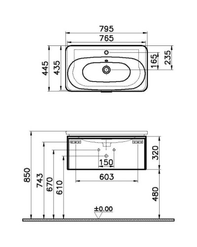 Тумба с раковиной натуральная древесина 79,5 см Vitra Nest Trendy 56138